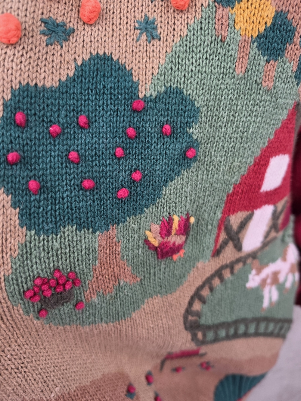 Lucia Vintage Farm Orchard 2D Knit Crewneck Sweater Novelty Fall - Picture 6 of 14